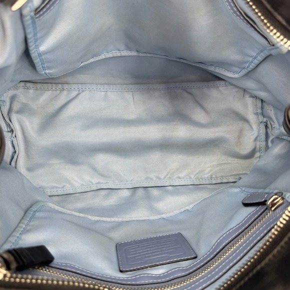 Coach Hamptons Weekend Perforated Tote Black Cream Leather Large Shoulder Bag - Picture 14 of 16